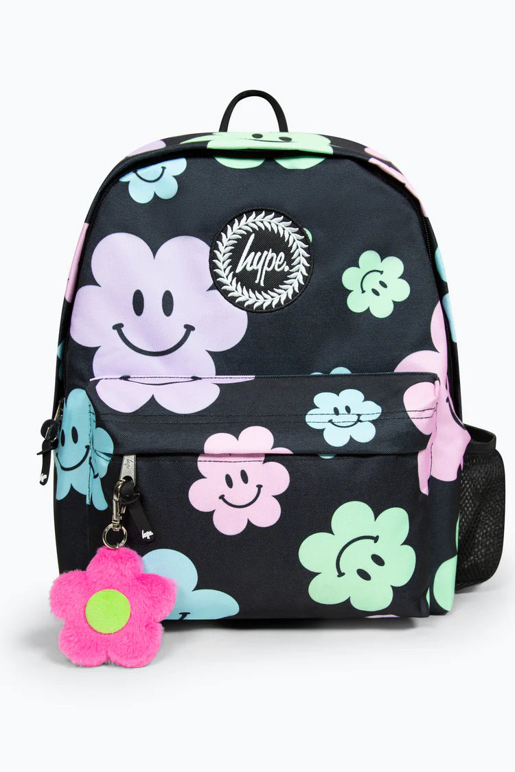 HAPPY FLOWERS BADGE BACKPACK BLACK XTLR-056