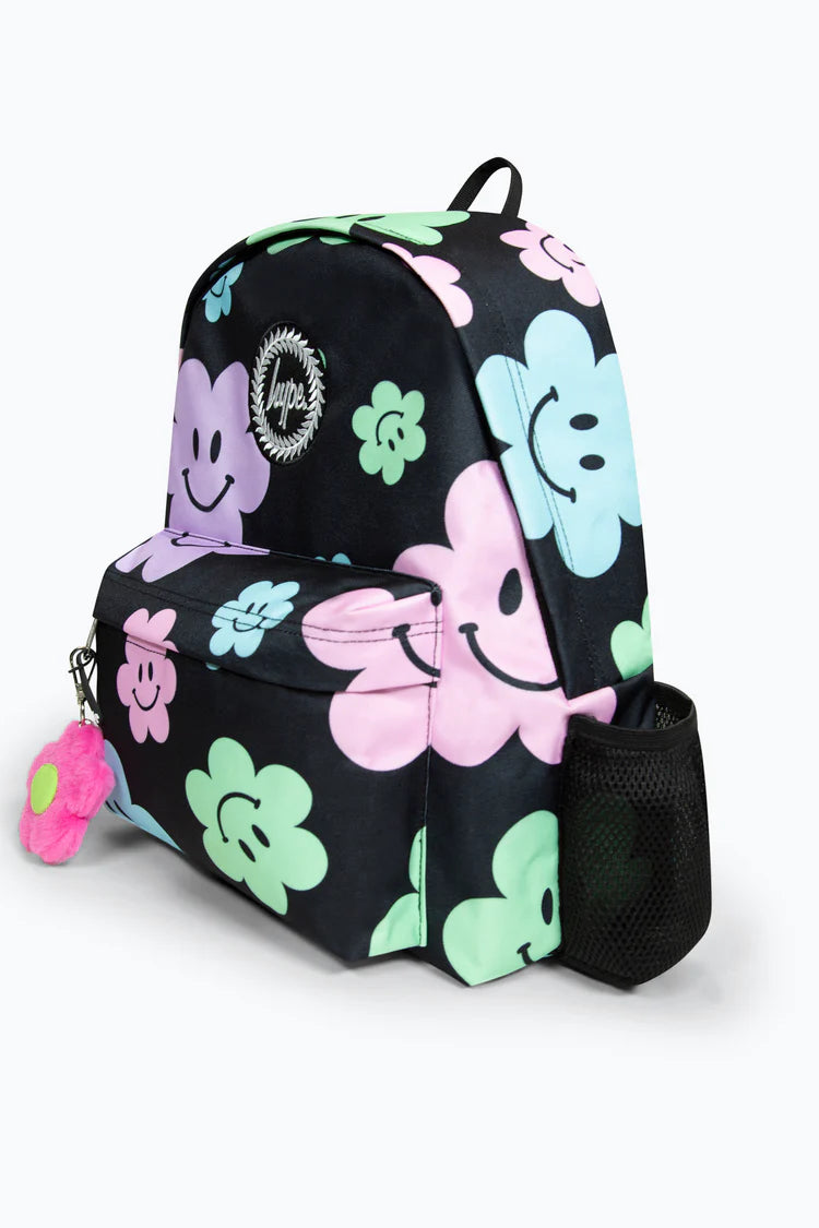 HAPPY FLOWERS BADGE BACKPACK BLACK XTLR-056