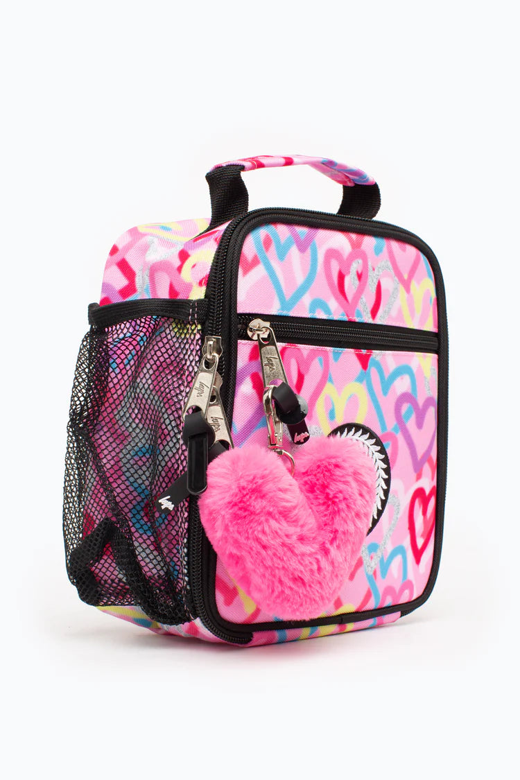 GRAFFITI HEARTS LUNCH BOX PINK XUCB-159