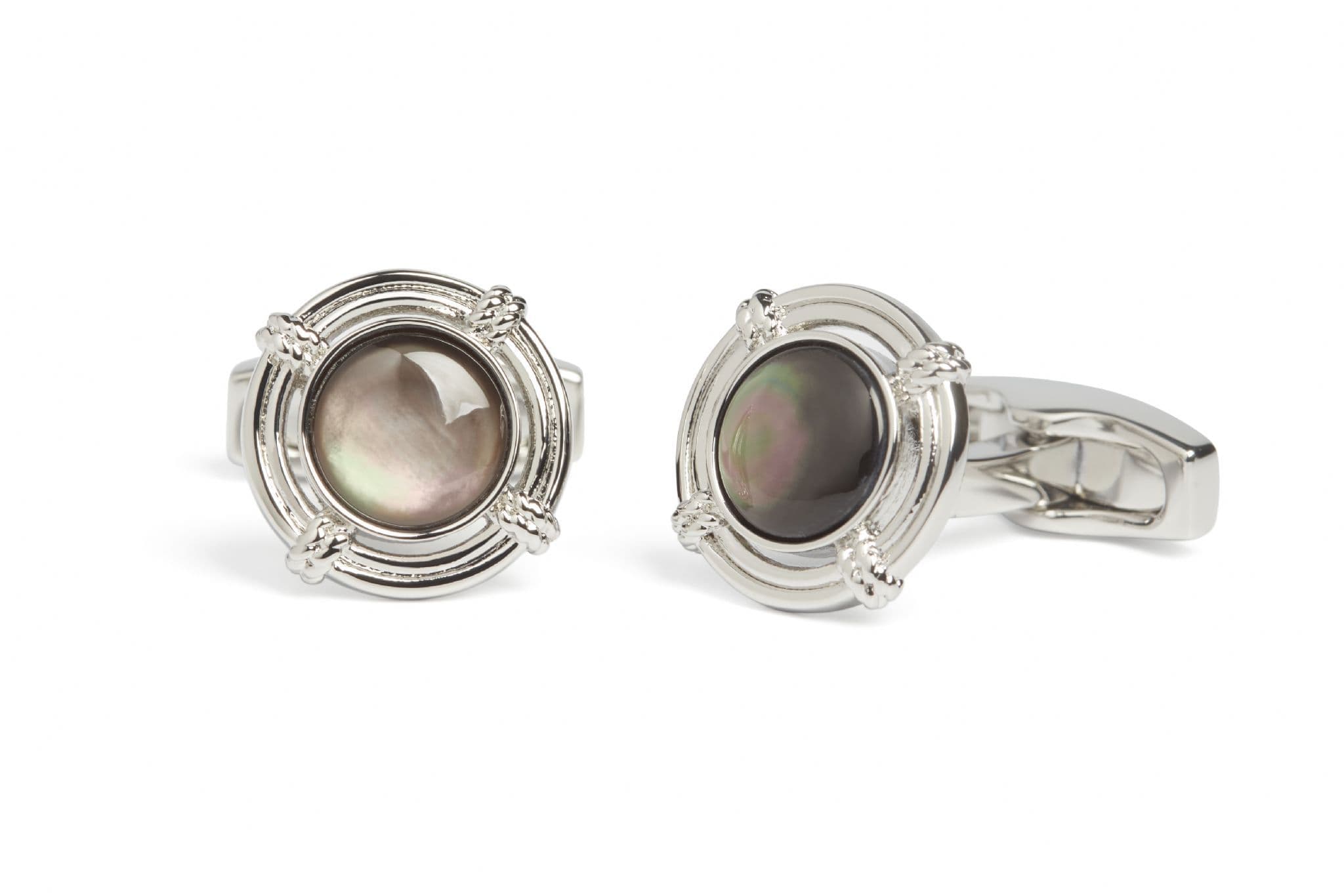 PLATED BRASS CUFFLINK - GREY MOP LIFE BOUY